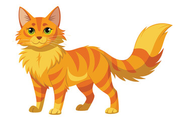 A Cartoon Cat with Vibrant Orange Fur and Striking Green Eyes Standing Proudly