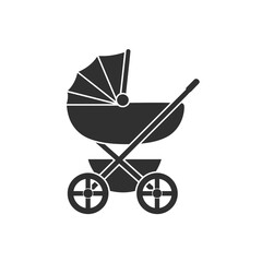 A modern baby stroller or pram icon