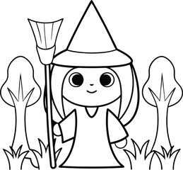 Obraz premium cute witch garden with spooky plants add grass an.eps
