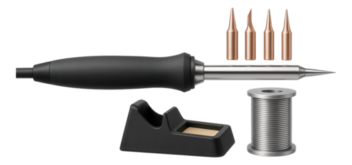 Soldering iron set with interchangeable tips, versatile for handling various types of soldering tasks in a residential setting.