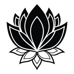 Black lotus flower silhouette logo vector