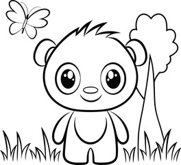 Fototapeta premium cute zombie chasing butterfly add grass and a tre.eps