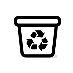 PNG of a black outlined recycling bin icon with transparent background