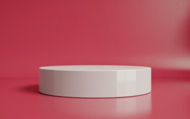 Minimalist White Cylinder on Vibrant Pink Background