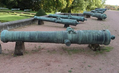 old cannons in the fortress, Le Creusot in France 