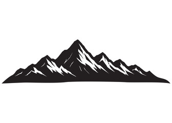 Minimal Mountain Silhouette Vector, Black and White Mountain Range Illustration for Outdoor and Nature Designs