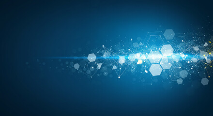 Abstract blue technology background with hexagons