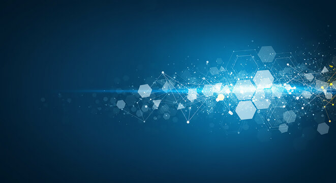 Abstract blue technology background with hexagons