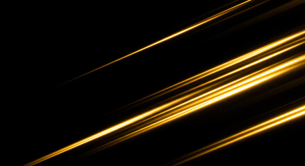 Golden light trails on black background