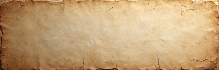 Old parchment paper background. Vintage paper texture with aged sepia tones. Rough blank manuscript with grunge surface, cracks. Perfect for history, art, retro design projects, conveying vintage