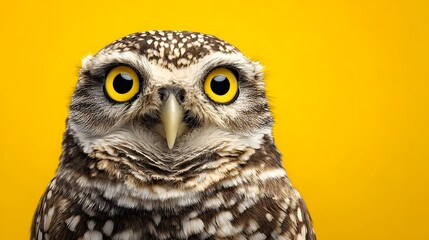 Detailed and Vibrant Studio Portrait of a Surprised Owl with Focus on Expressive Feathers and Soft Lighting