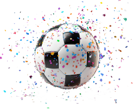 Exciting soccer celebration stadium sports dynamic environment aerial view isolated on transparent background