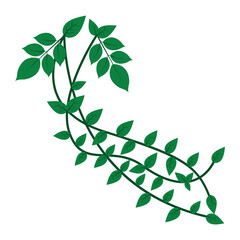 Tree root corner with dense green leaves, green leaf branch border vector