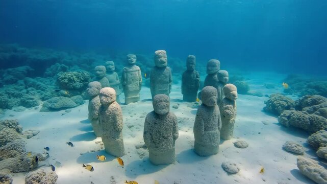 Statues under water.