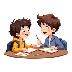 Children Laughing With School Notebooks
