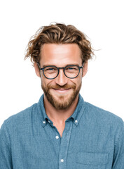 Obraz premium Smiling man portrait bright happiness isolated on transparent background