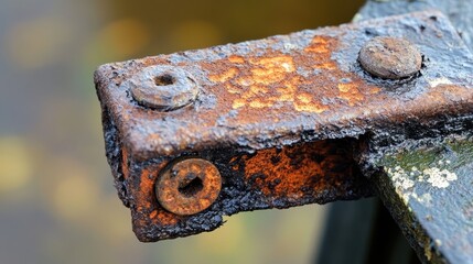 Rusty Metal Bracket with Texture and Patina from Weathered Environment