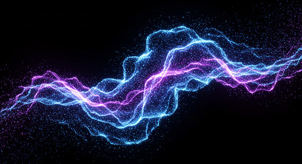Fototapeta premium Abstract blue purple particle wave