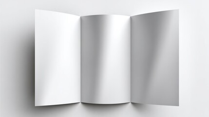 Blank trifold brochure on white background, ideal for layout mockup