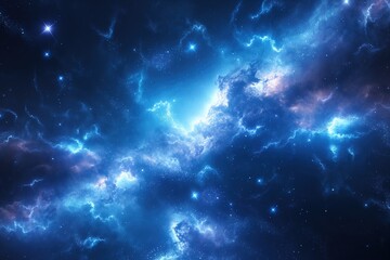 Cosmic nebula illuminated by stars showcases vibrant colors and ethereal beauty in the vast expanse of space