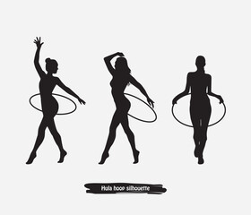 Hula hoop dancer silhouettes vector design
