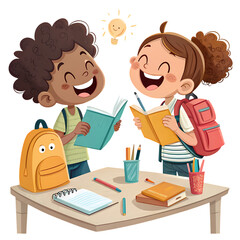 Kids With School Shopping Bags Unpacked