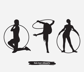 Hula hoop dancer silhouettes vector design