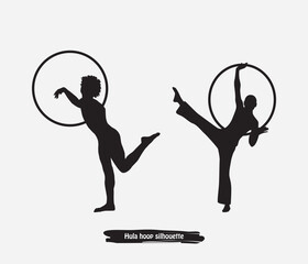 Hula hoop dancer silhouettes vector design