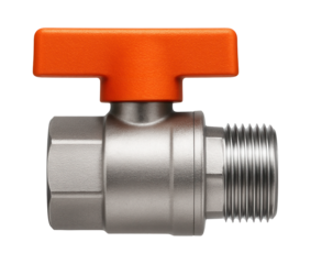 Compact ball valve with a threaded connection, perfect for aquarium use in a residential setting to regulate water flow.
