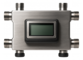 A collector group equipped with a digital display for monitoring flow rates, used in light-industrial applications for precision control.