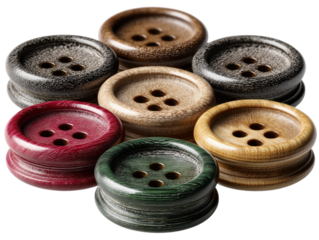 Crafting unique designs with colorful wooden buttons workspace isolated on transparent background