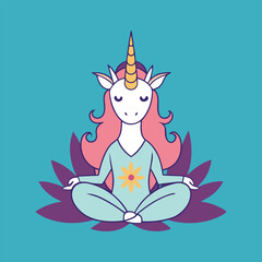 Unicorn Sitting in Lotus Pose Spiritual Line Art Meditation Design Minimal Clean Zen Yoga Animal Vector for Wellness Illustrations