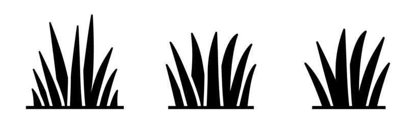 Blades of grass icon set. Solid vectors for lawn care, turf management, landscape design, natural greenery, and outdoor spaces. © Poeticus