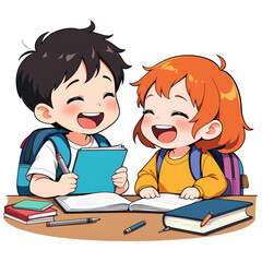Happy Kids Holding School Prep Items