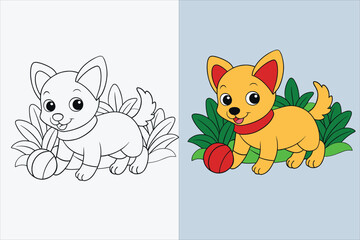 illustration of a dog coloring page