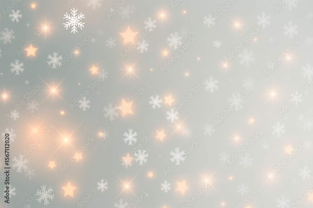 Poster christmas background showing snowflakes falling on sparkling stars with a gradient from gray to whit