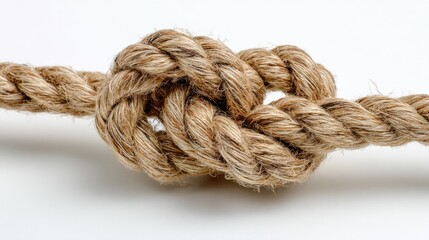 Simple rope tied in a knot presented on a white background