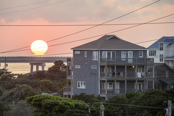 The Sun Setting Behind the Jug Handle Bridge in Rodanthe North Carolina Outer Banks