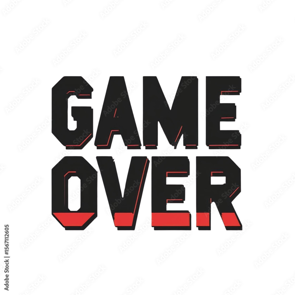 Fototapete game over screen design for video games and esports tournaments with modern text and bold typography