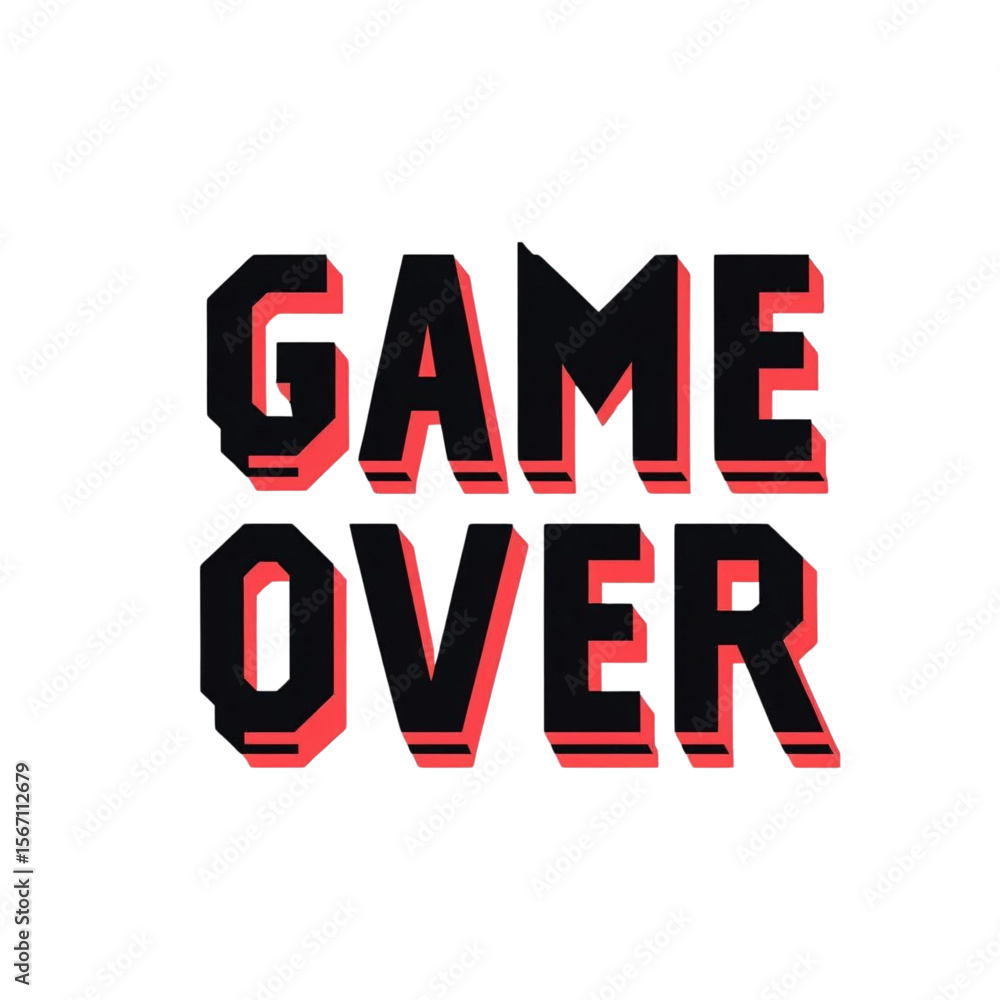 Fototapete retro style game over screen with pixelated text for arcade video games and esports tournament strea