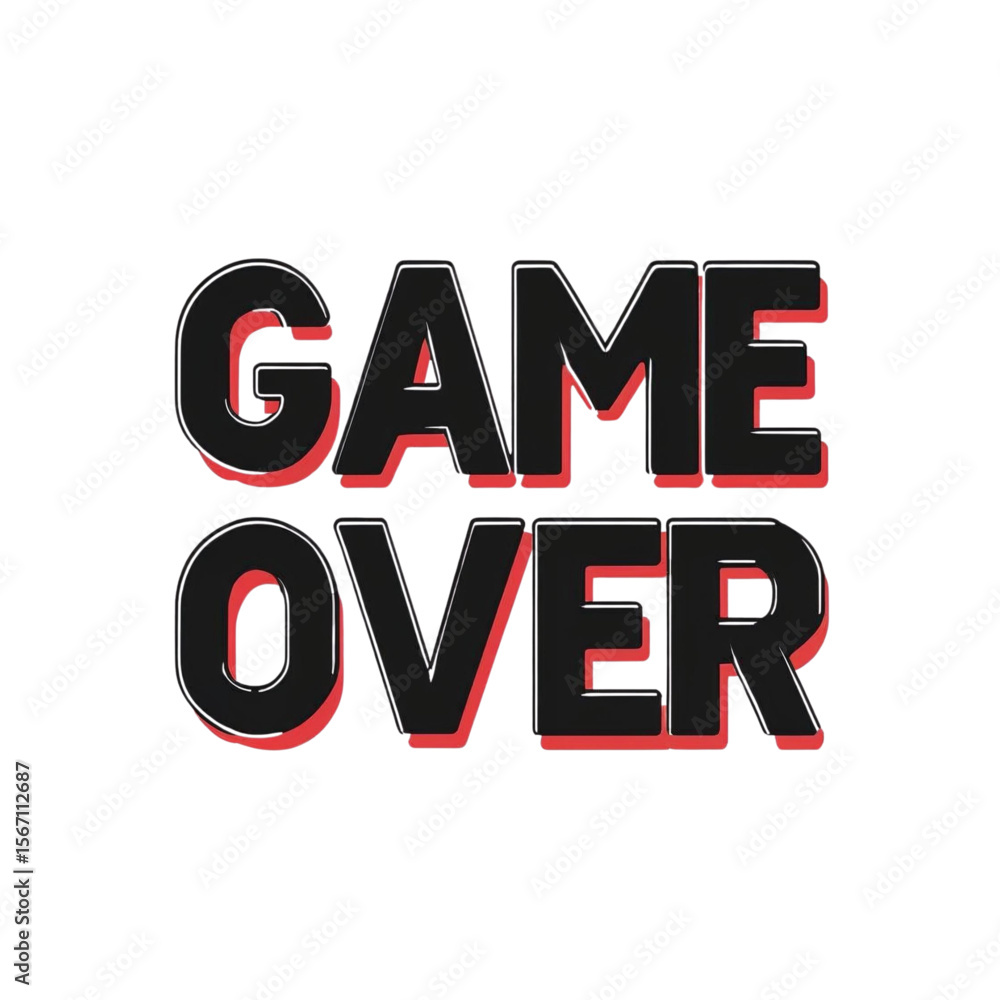 Fototapete retro style finish screen template for video arcade with text game over vector illustration design o