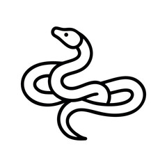 Black Line Art Coiled Snake Illustration reptile white