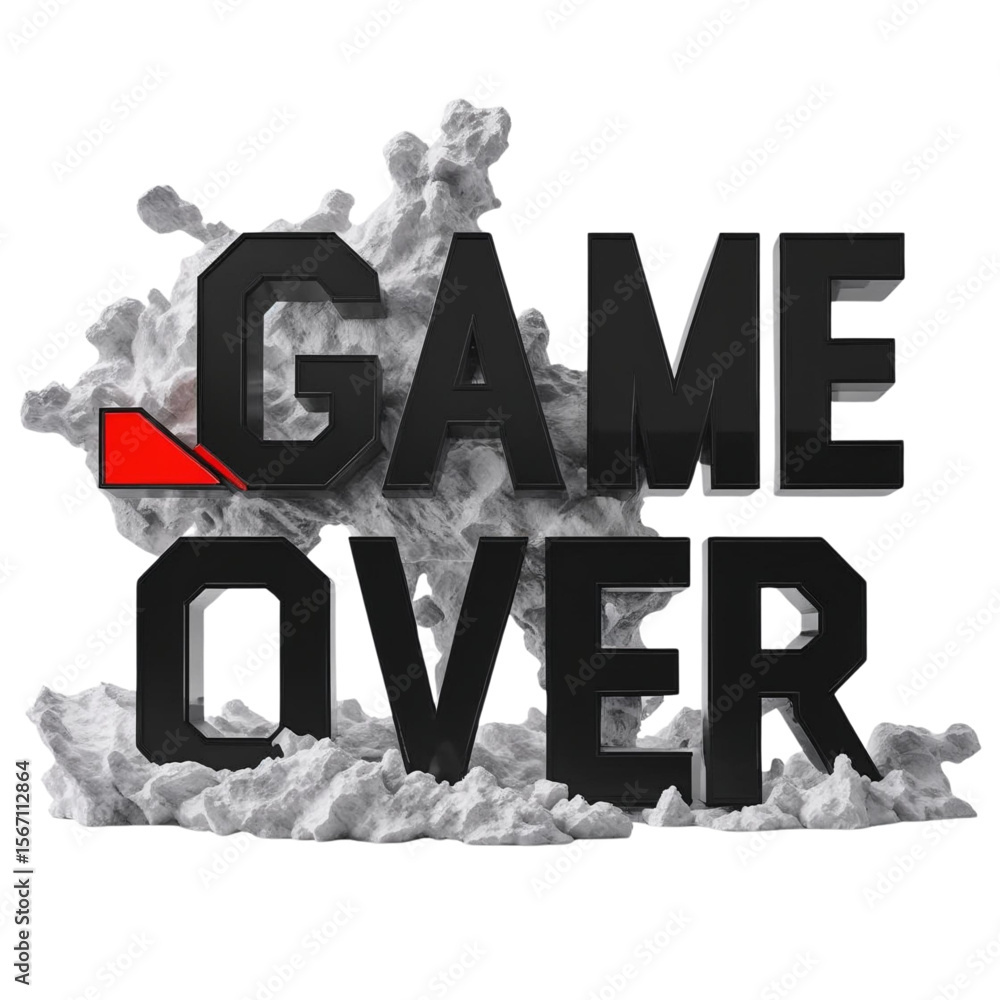 Fototapete game over screen design for video games with modern typography and cloud illustration for graphic de