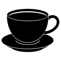  A silhouette of a cup of coffee on white background 