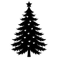 Obraz premium christmas tree vector on silhouette white background 