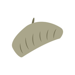 Stylish green beret hat vector illustration in flat style. Hand drawn art perfect for autumn banners posters and social media seasonal design