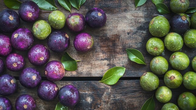 Fresh java plum fruit background, healthy eating, tropical fruits, organic plum harvest