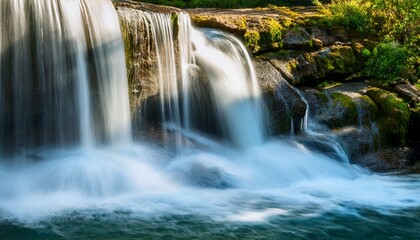 Fototapeta premium a close up of a waterfall with water flowing down it