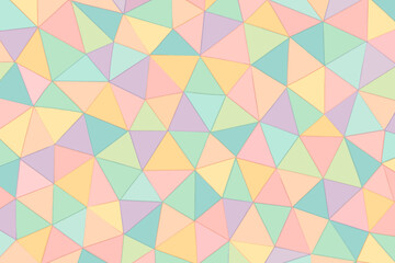 Pastel Geometric Polygon Seamless Pattern. Abstract Triangular Mosaic Background. Modern Flat Vector Illustration. Soft Colorful Low Poly Texture for Wallpaper, Fabric, Web Design, Scrapbooking