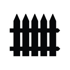 silhouette of a five picket fence against a white background